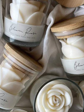 Joivida شمعة معطرة على شكل وردة، شمع معطر على شكل زجاجي، عنصر ديكور منزلي، هدية عيد الحب والزفاف والخطوبة