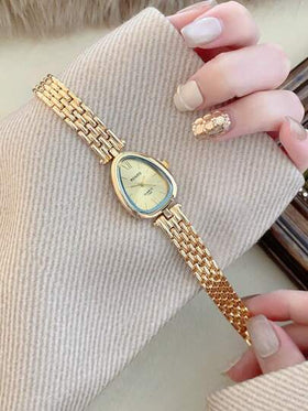 ساعة نسائية كلاسيكية ذهبية كلاسيكية بتصميم فني أنيق وبسيط، مناسبة للارتداء اليومي والهدايا الحفلات