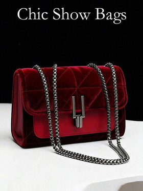 حقيبة كتف سلسلة أنيقة للنساء، حقيبة جلد PU مبطنة متقاطعة الجسم، حقيبة رسول إبط فاخرة بسيطة، بنمط مربعات، قابلة للغسل في الغسالة - بطانة بوليستر