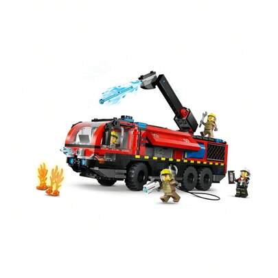 LEGO شاحنة إطفاء مطار ليغو سيتي لعبة بناء للأطفال - مركبة طوارئ تظاهرية للأولاد والبنات، من عمر 7 سنوات فما فوق - سيارة إطفاء لعبة مع 4 شخصيات صغيرة لرجال الإطفاء - فكرة هدية لأعياد الميلاد - 60499