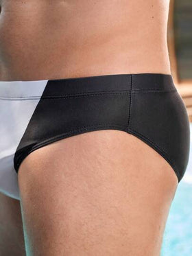 Manfinity Swimmode سروال السباحة المثلث الملون للرجال، مناسب للصيف، سروال السباحة للرجال، بيكيني السباحة للرجال، سروال السباحة الأبيض والأسود للرجال
