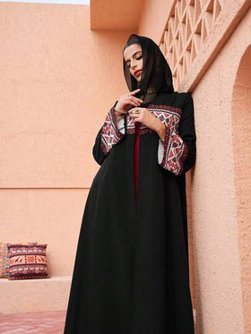 Al Najma رمضان عباءات أبيكوت فاتح بطباعة ريترو بتصميم لوحات