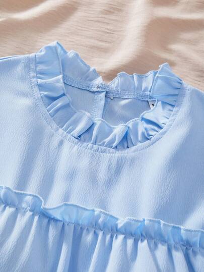 SHEIN فستان قصير الأكمام مزين بأزرار ياقة، قطع ملونة، نسيج جاكار على الحافة