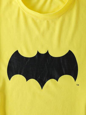 BATMAN X SHEIN بيجامة رجالية مريحة مكونة من تي شيرت بأكمام طويلة وبطبعة الخفافيش وبنطلون، للخريف
