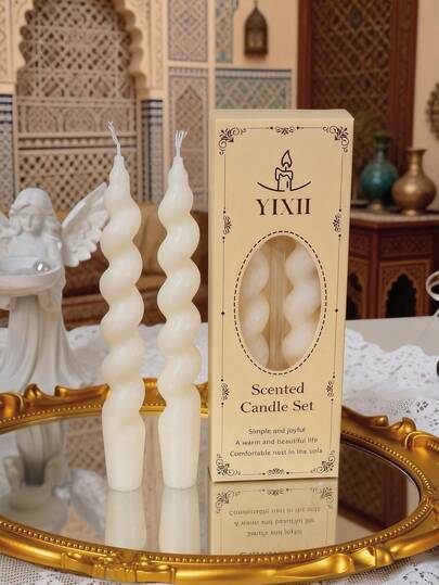 مجموعة شموع معطرة بساق طويل هدية رمضان، صندوق هدايا أبيض شموع حلزونية، شموع عيد الميلاد رفيعة، مصنوعة من شمع الصويا والشمع النحلي المختلفة (بما في ذلك الشموع المعطرة)، شموع شمع البارافين لديكور المنزل في عيد الحب، حامل شمعة هدية، مناسبة للنساء، هدية الشتا