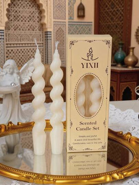 مجموعة شموع معطرة بساق طويل هدية رمضان، صندوق هدايا أبيض شموع حلزونية، شموع عيد الميلاد رفيعة، مصنوعة من شمع الصويا والشمع النحلي المختلفة (بما في ذلك الشموع المعطرة)، شموع شمع البارافين لديكور المنزل في عيد الحب، حامل شمعة هدية، مناسبة للنساء، هدية الشتا