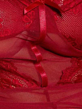 Slumberist بوديسوت داخلية نسائية شفافة مزينة بالدانتيل والزهور ثلاثية الأبعاد
