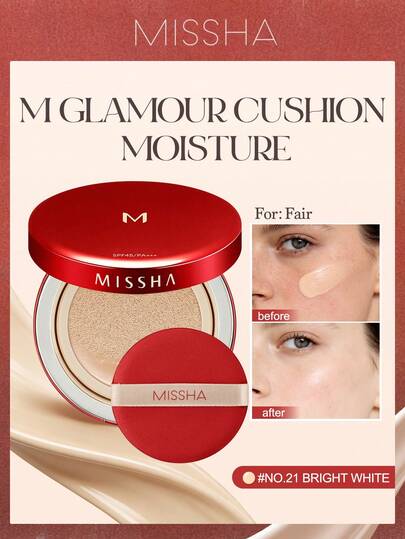 Missha كريم الأساس BB وكريم الأساس بالوسادة من ميشا SPF45 PA+++ - تغطية كاملة وترطيب، مكياج وسادة كوري للبشرة الخالية من العيوب، كريم CC، مخفي مضيء واقي من الشمس | مشرق، مخفي، مبيض، مرطب، ضروري للعطلات، سحر فتاة الورد، هدية عيد الميلاد للسيدات، علامة تجار