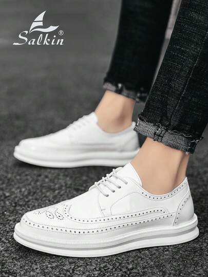 Salkin أحذية جلد رجالية بطراز كلاسيكي رجعي