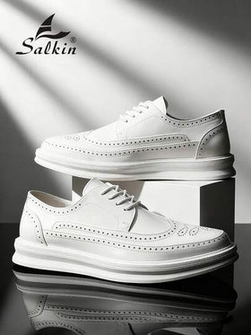 Salkin أحذية جلد رجالية بطراز كلاسيكي رجعي