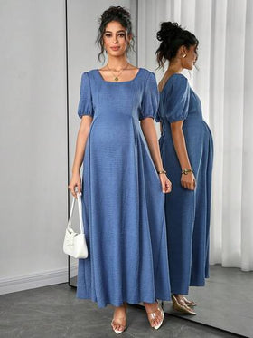 SHEIN فستان حمل أنيق رومانسي بخصر مطوي وكتف غير متماثل على شكل حرف A