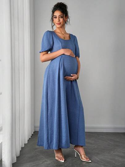 SHEIN فستان حمل أنيق رومانسي بخصر مطوي وكتف غير متماثل على شكل حرف A
