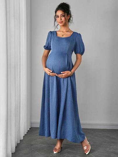 SHEIN فستان حمل أنيق رومانسي بخصر مطوي وكتف غير متماثل على شكل حرف A