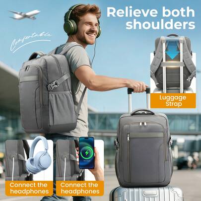 EZUOLA حقيبة ظهر قابلة للتوسيع 40 * 30 * 20 سم (24 لتر إلى 30 لتر) مناسبة ل- Ryanair و Wizz Air ومناسبة لحاسوب محمول 15.6 بوصة، حقيبة سفر يونيسكس للتنقل والسفر التجاري، هدية رائعة للآباء والبنات والأصدقاء، حقيبة سفر، حقيبة أمتعة، حقيبة حمل، حقيبة ليلية، س