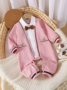 SHEIN رومبير رضيع ولد جديدة للخريف بطراز جنتلمان 2 في 1
