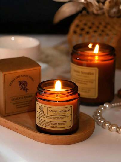 شمعة معطرة هدية الخريف، كوب زجاجي بني شمع صويا، شمعة عطرية للعلاج بالروائح، شمعة معطرة رومانسية خالية من الدخان، برطمان زجاجي - شمعة شمع صويا | ديكور منزلي بني، مناسبة للنساء، هدية عيد ميلاد حفل زفاف، تساعد على تخفيف التوتر والاسترخاء، ديكور الغرفة، هدية