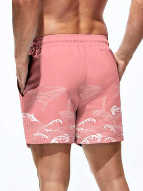 Manfinity Swimmode شورت كاجوال للرجال بجيوب مائلة وخصر بسحاب، مناسب للعطلات والشاطئ