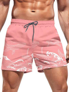 Manfinity Swimmode شورت كاجوال للرجال بجيوب مائلة وخصر بسحاب، مناسب للعطلات والشاطئ