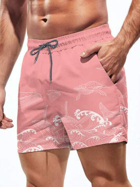 Manfinity Swimmode شورت كاجوال للرجال بجيوب مائلة وخصر بسحاب، مناسب للعطلات والشاطئ
