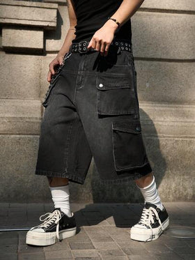 Manfinity EMRG بنطلون جينز رجالي بجيوب وأزرار، بتصميم كاجوال وواسع الساق، مناسب للتنقل والخروجات