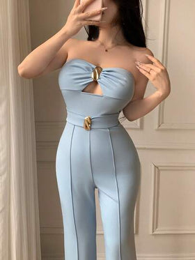 Celisse جمبسوت نسائية أنيقة مزينة بالمعدن، صيفية