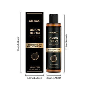 زيت شعر البصل من GleamXi مع زيت الأرغان - علاج لإضفاء اللمعان على الشعر الباهت والجاف والخالي من البريق، مناسب لجميع أنواع الشعر، 100 مل / 3.38 أونصة سائلة