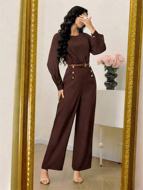 Modelyn رمضان جمبسوت كاجوال عصرية للنساء باللون البني الداكن
