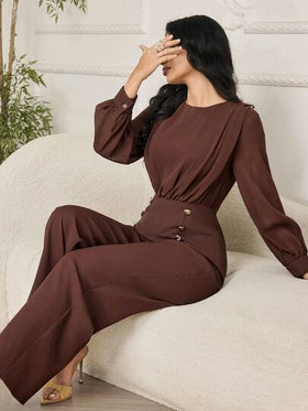 Modelyn رمضان جمبسوت كاجوال عصرية للنساء باللون البني الداكن