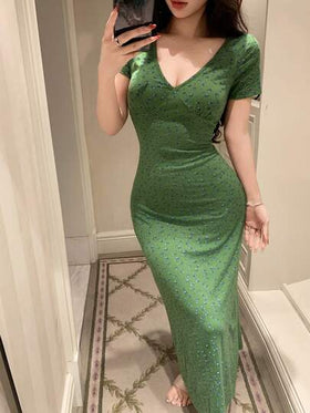 DAZY فستان نوم صيفي مطبوع بزهور صغيرة ذو فتحة رقبة على شكل حرف V، ملابس نوم للنساء