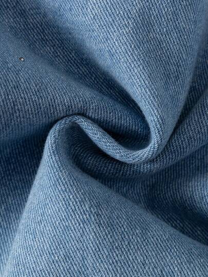 Manfinity Denimwave بنطلون جينز فضفاض مزين بالراين ستون ذو قصة مستقيمة، يناسب الجنسين