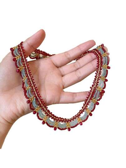 قلادة يدوية متعددة الطبقات من الخرز، قلادة شوكر - مزيج من الطراز الفاخر والبوهيمي، مجوهرات نسائية، هدية للنساء، إكسسوار أنيق مناسب للحفلات والمناسبات الاجتماعية الرسمية وشبه الرسمية المختلفة