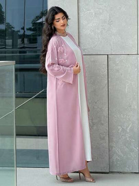 Al Najma عباءة نسائية مزينة بزخارف زهرية ثلاثية الأبعاد مرصعة بالراين
