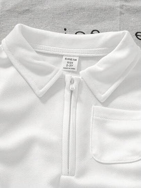 SHEIN ملابس كاجوال للأطفال الرضع ذكور/إناث، دافئة ومريحة للمواسم الأكثر برودة. تتميز بقميص كم طويل ذو سحاب نصفي وياقة، بتصميم بلوفر سهل الارتداء، مقترن مع بنطلون بخصر مرن. مناسب للمشي والأنشطة الخفيفة والتجمعات العائلية، مما يسمح لطفلك الصغير بالتألق بالب