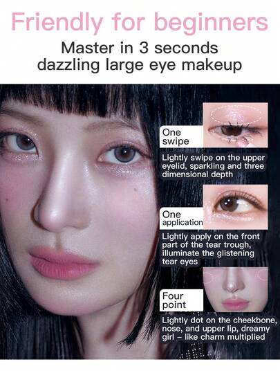 Too Cool for School قلم ظلال العيون الومضي من Toocoolforschool، عصا ظلال العيون، مكياج مضيء عالي اللمعان - شامبانيا لاتيه - 1 جرام