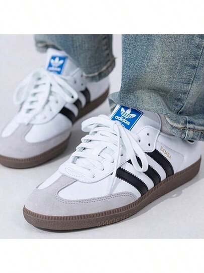 Adidas أصلي سامبا أو جي، أعلى ناعم، مريح، أحذية تزلج عالية منخفضة، يناسب الجنسين، أسود/أبيض/رمادي