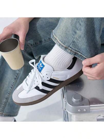 Adidas أصلي سامبا أو جي، أعلى ناعم، مريح، أحذية تزلج عالية منخفضة، يناسب الجنسين، أسود/أبيض/رمادي