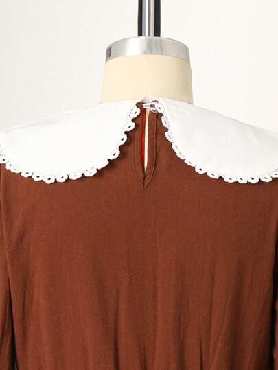 SHEIN فستان بياقة مطرزة حلو وجميل للبنات، مناسب للتنقل والاستخدام اليومي والعطلات والحفلات