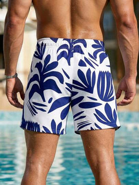 Manfinity Swimmode شورتات شاطئ كاجوال للرجال بطباعة ألوان متباينة