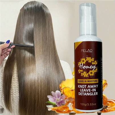 MELAO معطر ميلاو بالعسل للشعر، مع إضافة العسل، يحافظ على رطوبة الشعر، يزيل التشابك بسهولة، يقلل من التجعد، يترك الشعر لامعًا وناعمًا، مناسب للشعر الجاف والمتشابك، صيغة خفيفة الوزن، 100 جرام/3.53 أونصة