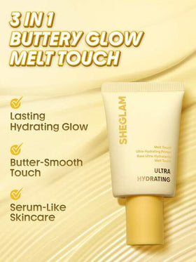 SHEGLAM Melt Touch برايمر فائق الترطيب علامة تجارية جمال مكياج ميكب مستحضرات تجميل للنساء الفتيات مثالي لفصل الشتاء الربيع مثالي ل- Y2K أزياء أنيقة رمضان هدية حفلة جاهز أفضل لون