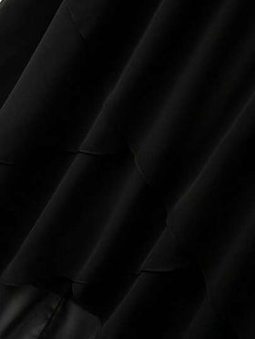 GlowEve CURVE تنورة شيفون أنيقة غير متماثلة متوسطة الطول مع ربطة خصر - تنورة طويلة سوداء للنساء ذوات الحجم الكبير تنورة سوداء عالية منخفضة تنورة سوداء بفيونكة تنورة بكشكشة تنورة أنيقة