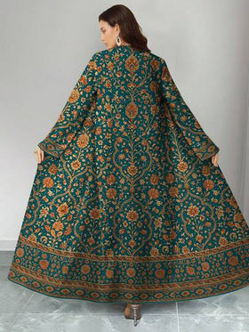 SHEIN Najma عباية كاردجان طويلة الأكمام كاجوال بطبعة رقمية زهرية بطراز البوب آرت، للربيع والخريف