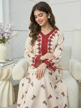 SHEIN رمضان فستان فضفاض بأكمام طويلة وياقة على شكل حرف V مع طباعة زهرية للفتيات المراهقات