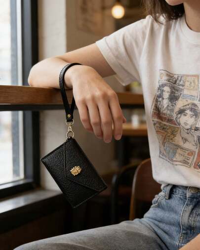 Michael Kors محفظة بطاقات جلدية مانعة لتشويش RFID مع سلسلة مفاتيح للنساء