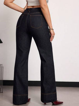 SHEIN Tall سراويل جينز نسائية ذات خصر عالي وساق واسعة فضفاضة كاجوال متعددة الاستخدامات، مناسبة للصيف والربيع وعيد الحب والزفاف، جينز أنيق