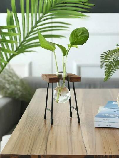 Madebyblanc 1 عبوة إطار خشبي صلب زجاج مقسى مزروع هيدروبوني ذاتي الري تصميم حديث نهاية خشبية طبيعية زجاج شفاف وعاء نباتات بونساي للمنزل والمكتب طاولة المكتب ديكور مثالي لهواة النباتات هدية فكرة ديكور موسمي حدائق زن مكتبية نباتات نقية للهواء أسلوب بسيط
