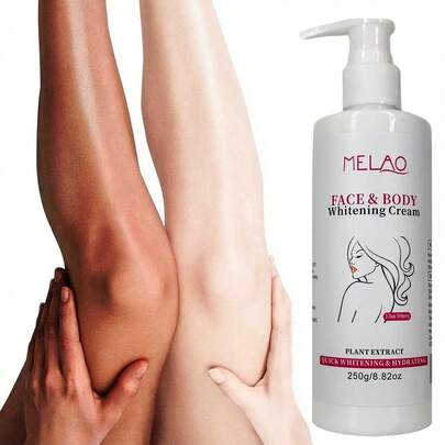 MELAO كريم تفتيح 3 أيام، كريم تفتيح الوجه والجسم من ميلاو، تفتيح سريع ومرطب، يوحد لون البشرة، مناسب للركب والكوع والإبط، مع مستخلصات نباتية، 250 جرام/8.82 أونصة