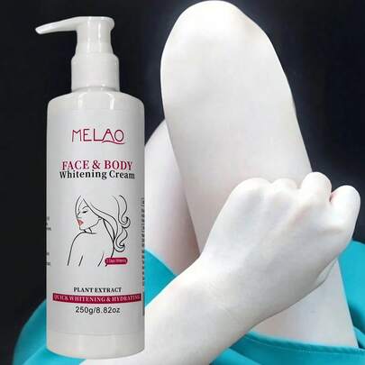 MELAO كريم تفتيح 3 أيام، كريم تفتيح الوجه والجسم من ميلاو، تفتيح سريع ومرطب، يوحد لون البشرة، مناسب للركب والكوع والإبط، مع مستخلصات نباتية، 250 جرام/8.82 أونصة