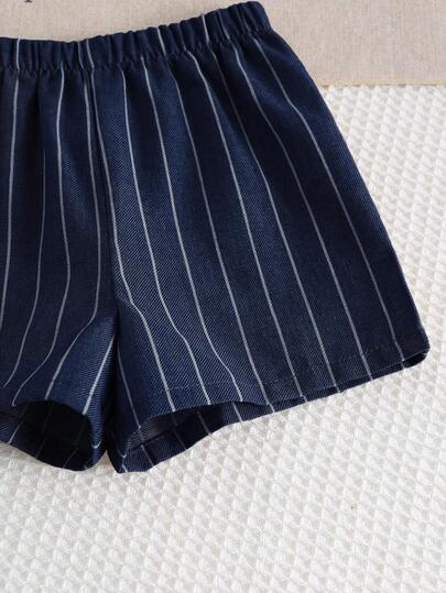 Cozy Pixies مجموعة ملابس علوية بياقة بولو وشورت بخصر مطاطي مطبوعة بطبعات حيوانات كرتونية للأطفال الصبيان، 2 قطعة