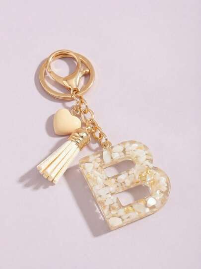 POKOJA LAND قلادة مفتاح بشكل قطرة من السيليكون بحرف وشكل قلب مع شرابة للنساء باللون البيج، تميمة إبداعية للحقيبة مناسبة كهدية لصديقاتك في عيد الحب، إكسسوارات سيارة، مدرسة، جوثيك كيوت Y2K